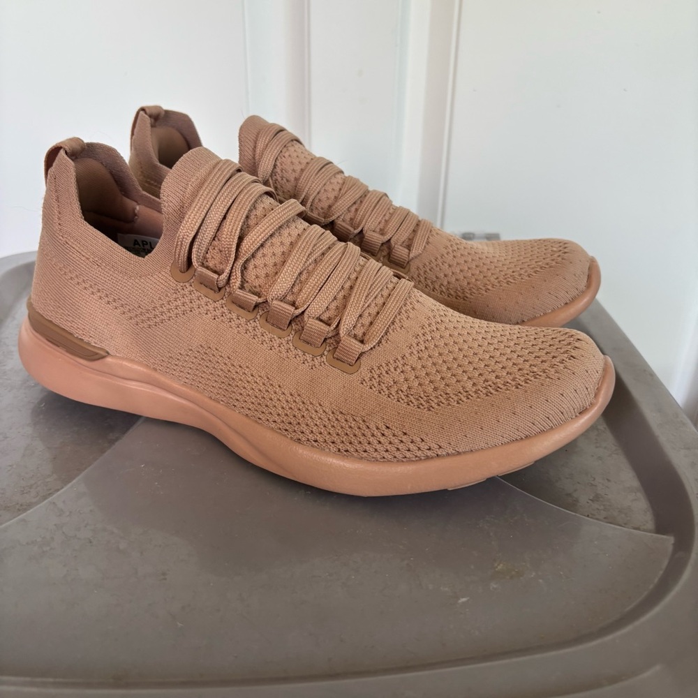 APL Tan Sneakers with Knit Upper and Sleek Design